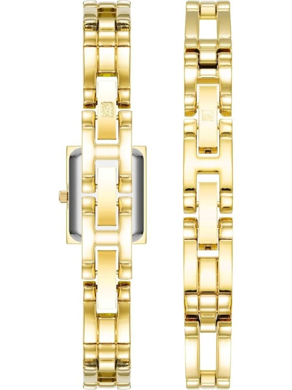 Anne Klein Womens Gold Tone Analog Japanese Quartz Fashion Bracelet Square Watch